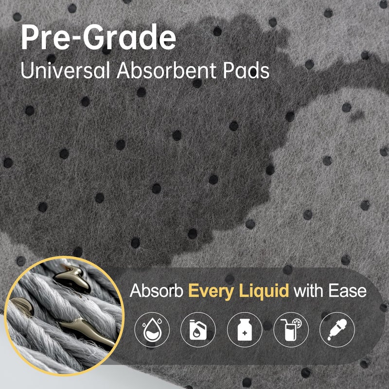 AAwipes Oil Absorbent Pads Universal for All Liquids Oil Spill Control Oil Absorbing Sheets for Garage, Car, Truck, Motorcycle Grey 100 Pack 9.8"" X 13"" OG1013-100 - Image 2